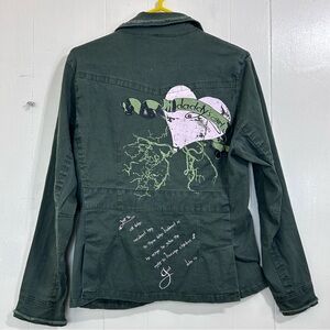 Vintage Painted Jacket Size XL Military Green Utility Jacket Size XL